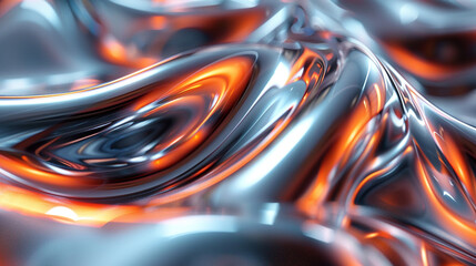 Chaotic liquid metal abstract illustration with explosive textures and reflections