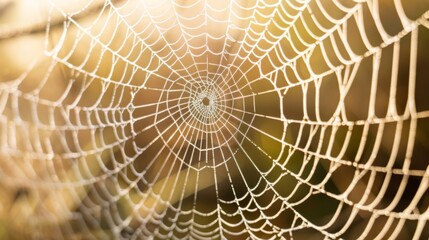 Fototapeta premium Dew-Kissed Spider Web in Morning Light