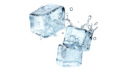 ice cubes isolated on white background. Transparent background or PNG file. 