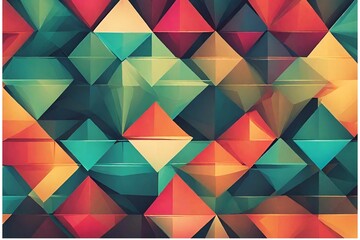 Abstract retro pattern of geometric shapes, colorful gradient mosaic backdrop, geometric hipster