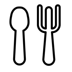 Fork Spoon Vector Line Icon Design