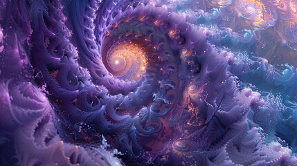 Superposition phenomenon, quantum bits as art, purple and turquoise aesthetics, surreal look