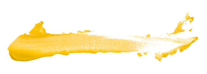 Fototapeta premium Shiny yellow brush watercolor painting isolated on transparent background. watercolor png