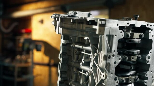 close up Disassembled engine block on the table the mechanic opened the locking valve mechanism Motor capital repair