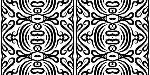 Seamless batik ethnic dayak line art pattern of indonesian culture traditional 