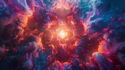 Neon smoke rings unfurling in a cosmic kaleidoscope