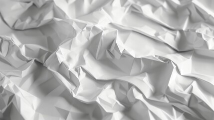 Obraz premium Close-up view of a crumpled white paper texture.