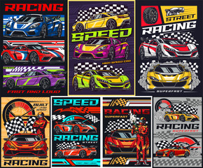 Speed racing set stickers colorful