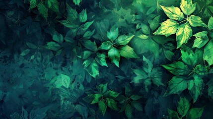 Background Emerald leaves shimmering with magical sparkles create a lush forest atmosphere suitable for enchanting nature-inspired wallpapers and backgrounds
