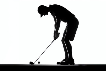 silhouette of golf player isolated on white background