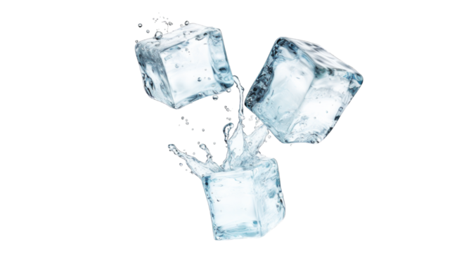 ice cubes isolated on white background. Transparent background or PNG file. 