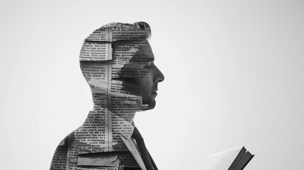 A double exposure of a lawyer with pages of legal documents - obrazy, fototapety, plakaty