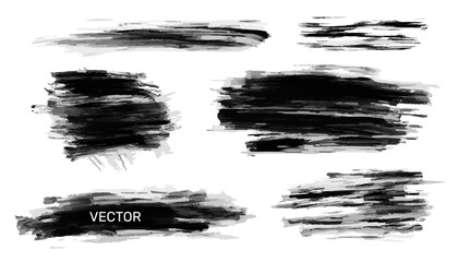 Vector Artistic Grunge Brush Strokes. Art Stains for Banners and Borders. Grunge Design Elements. Vector Illustration.