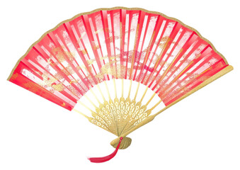 PNG Chinese fan color red art white background handicraft.