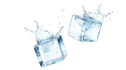 ice cubes isolated on white background. Transparent background or PNG file. 