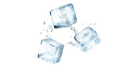 Obraz premium ice cubes isolated on white background. Transparent background or PNG file. 