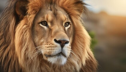 close up of male lion with mane , generated by AI