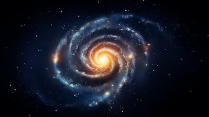 A spiral galaxy, isolated black background