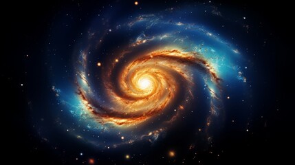 A spiral galaxy, isolated black background