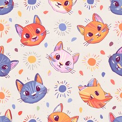 seamless pattern with  and sun