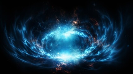 Obraz premium A black hole with white and blue flames in space