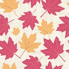 seamless pattern with autumn leaves  red and yellow color