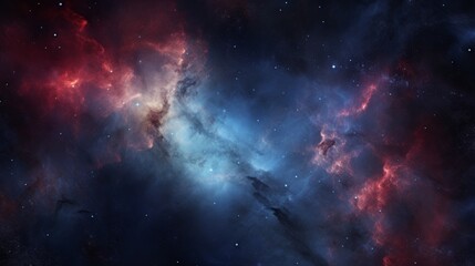 Fototapeta premium A nebula in outer space with blue and red hues