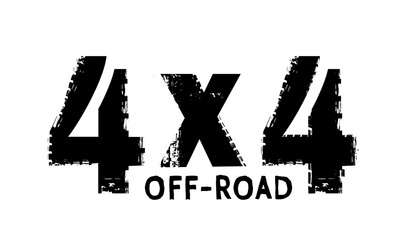 Grunge tire track 4x4 logotype. Unique off road hand drawn isolated lettering © Double Brain