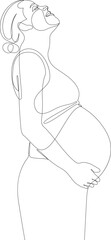 Pregnant woman silhouette drawn by continuous one line. Single line pregnancy or maternity concept. Vector Illustration.