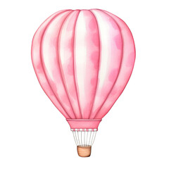 AI-Generated Watercolor Pink Hot Air Balloon Clip Art Illustration. Isolated elements on a white background.