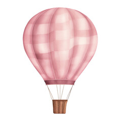 AI-Generated Watercolor Pink Hot Air Balloon Clip Art Illustration. Isolated elements on a white background.