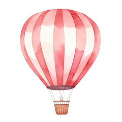 AI-Generated Watercolor Red and White Hot Air Balloon Clip Art Illustration. Isolated elements on a white background.