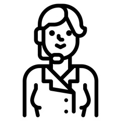 customer service or call center outline icon