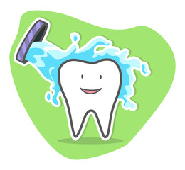 Teeth care and hygiene concept. Healthy happy teeth. Vector illustration
