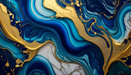 Beautiful marble pattern with swirling blue and gold hues. Natural material.