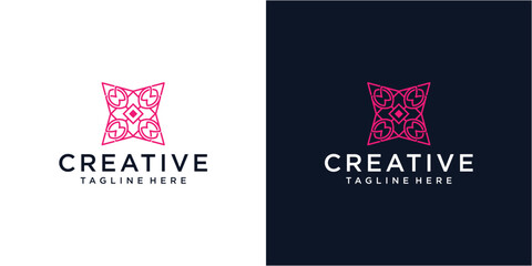 Abstract floral beauty spa logo design template.