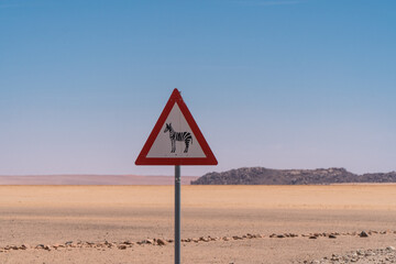 Zebra warning sign along the C27, Namibia