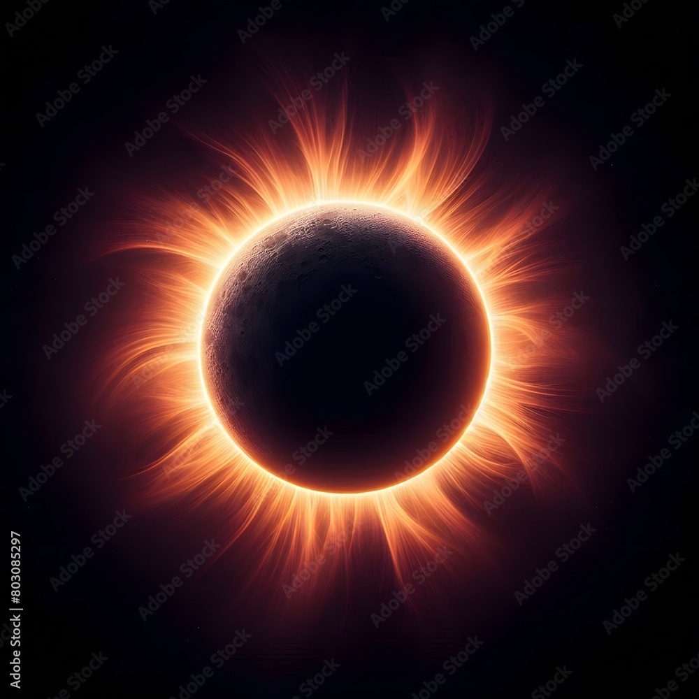 Poster solar eclipse in space with stars and nebula. vector illustration generated by ai