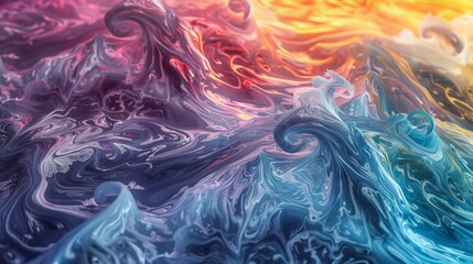 Abstract digital art of morphing weather patterns with vivid blue and orange hues