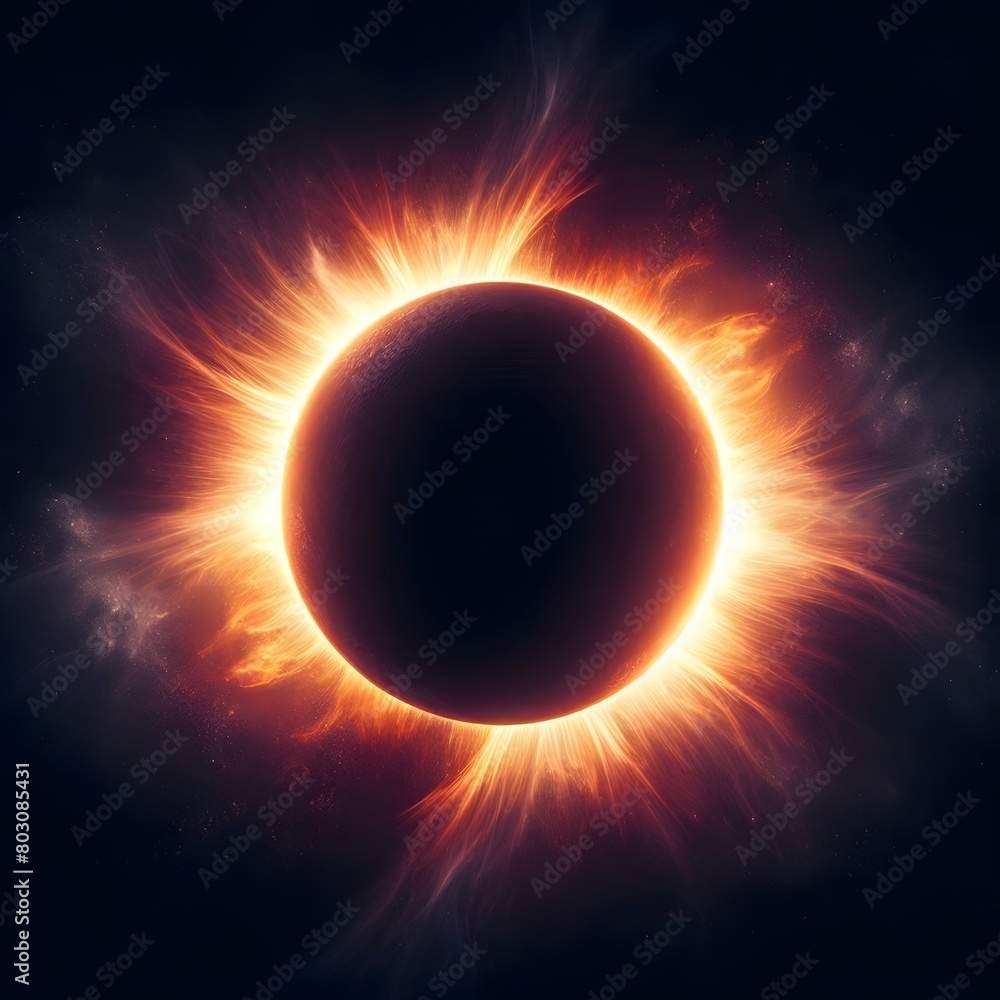 Poster solar eclipse in space with stars and nebula. vector illustration generated by ai