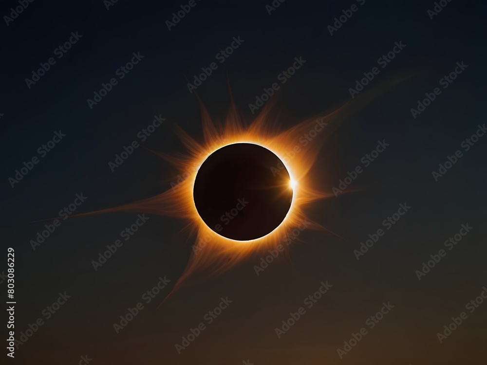 Poster solar eclipse in space with stars and nebula. vector illustration generated by ai