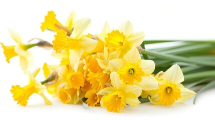 delicate yellow daffodil flowers bouquet isolated on white spring floral beauty