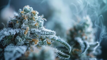 close up of trichome filled marihuana cbd thc bud flowering pre harvest cannabis flower - obrazy, fototapety, plakaty
