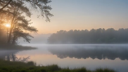 morning mist over the river