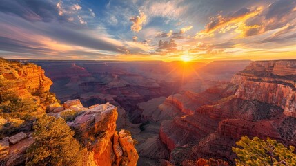 Sunset Illuminates Grand Canyon's Majestic Landscape