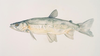 Watercolor of a freshwater fish, suitable for fishing guides and nature themes