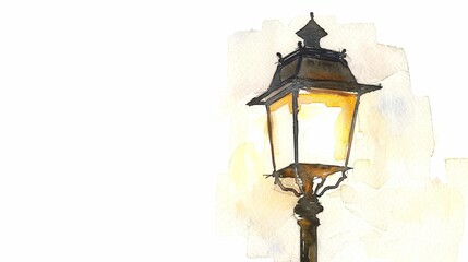 Watercolor of an antique lantern, suitable for vintage and decor themes