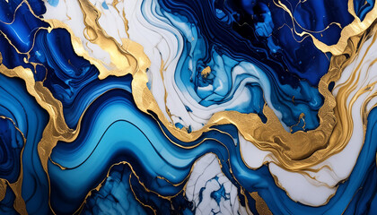 Beautiful marble pattern with swirling blue and gold hues. Natural material.