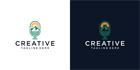 Creative nature podcast logo design template.
