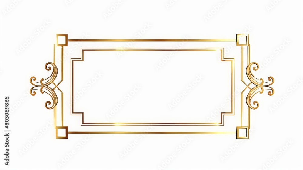 Poster elegant double line golden rectangle frame isolated on white background luxurious border design in 4